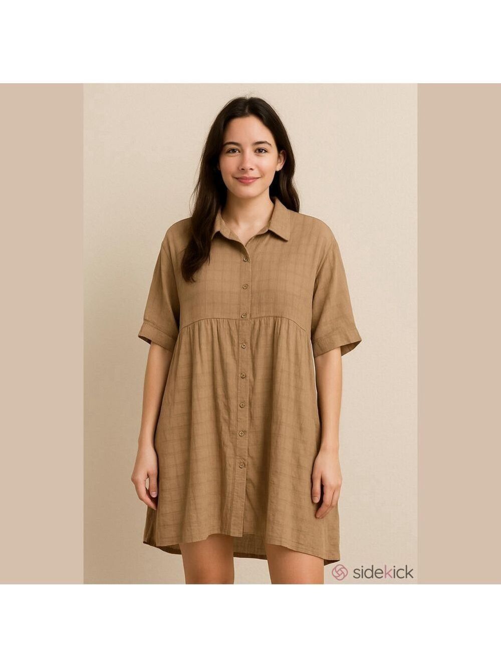 Entro Anthropologie Shirt Dress Hi Low Hem with Pockets